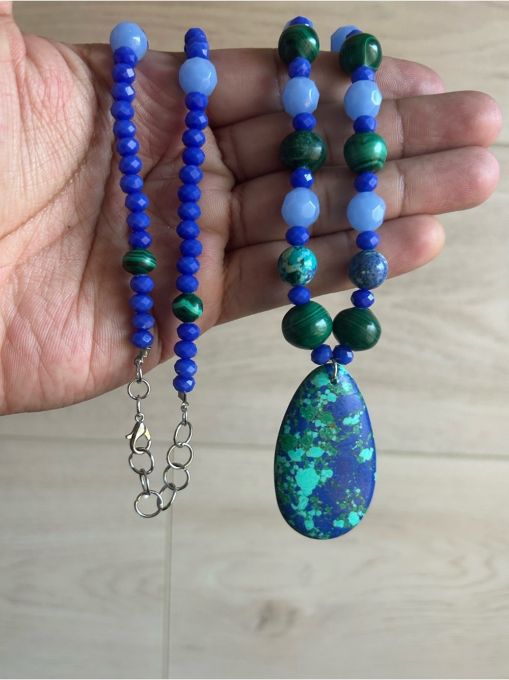 Handmade Azurite Malachite Gemstone Necklace